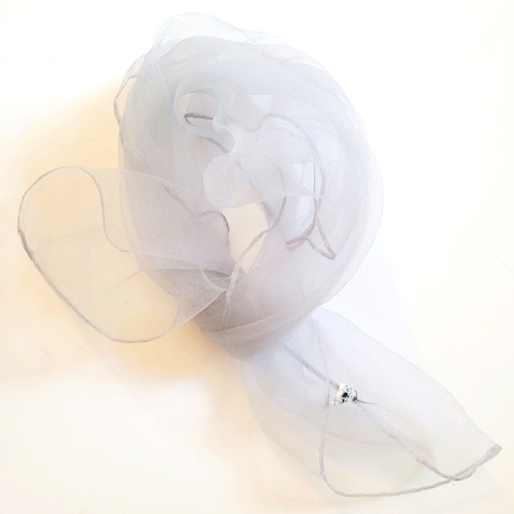 Vintage Sheer Square Gray Scarf